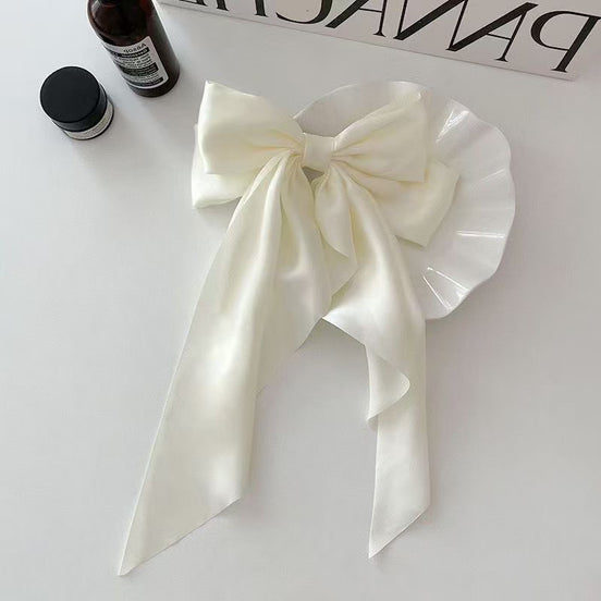 Satin Double Bow Long Tail Bow Hair Clip