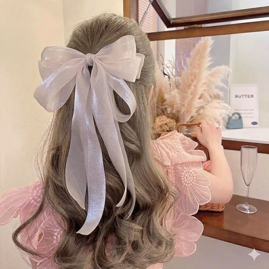 Organza Triple Bow Hair Clip-Black