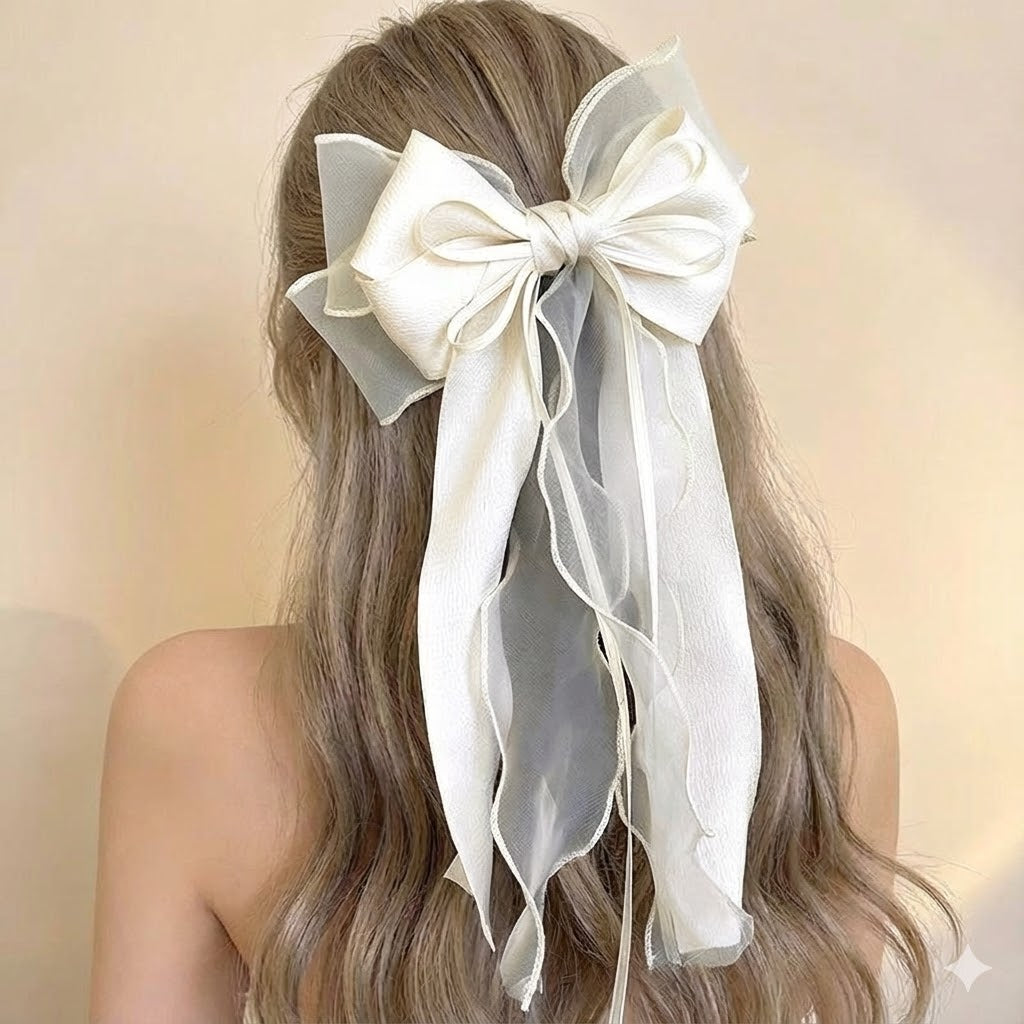 Ribbon Top Organza Bow Hair Clip