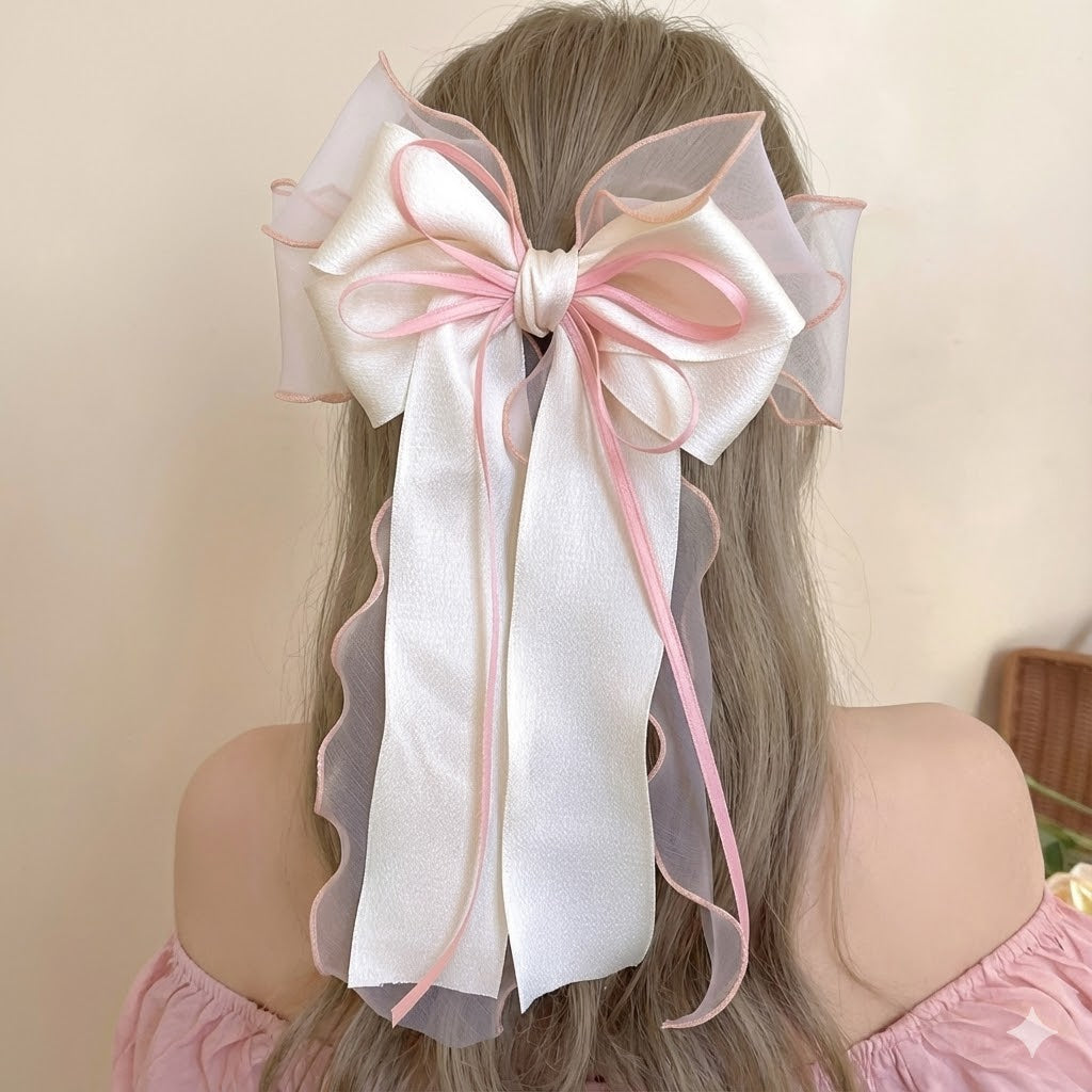 Ribbon Top Organza Bow Hair Clip