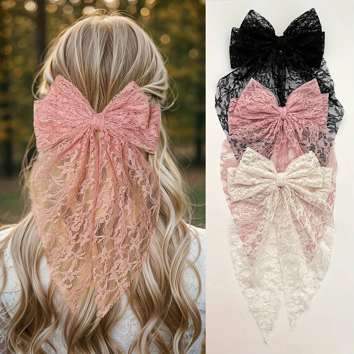 Lace Double Bow Hair Clip
