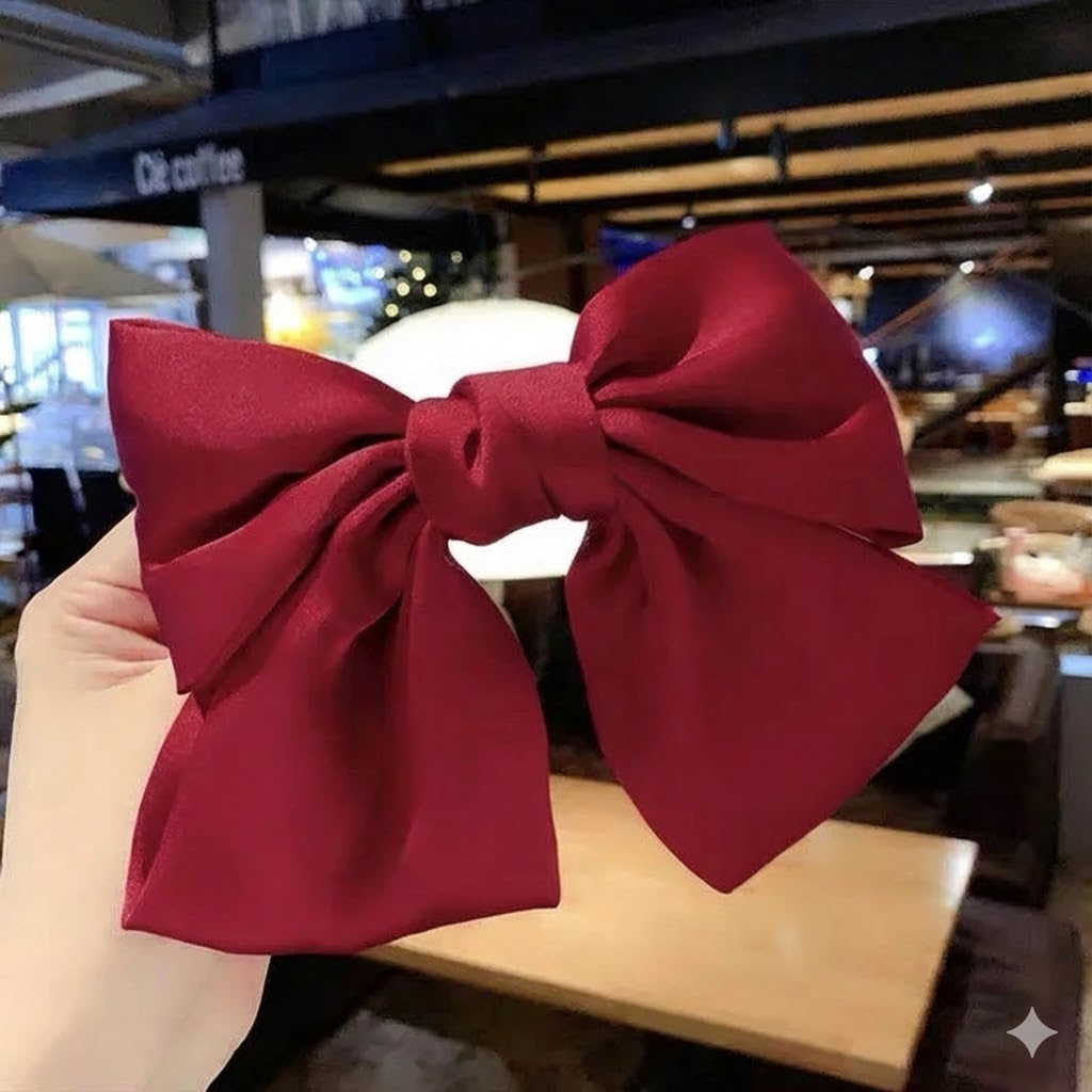 Satin Short Tail Bow Hair Clip
