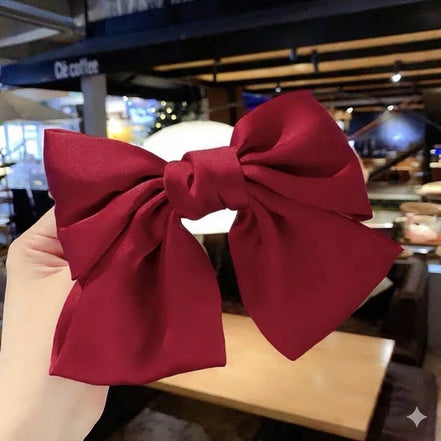 Satin Short Tail Bow Hair Clip