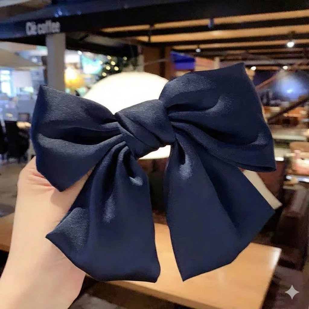 Satin Short Tail Bow Hair Clip