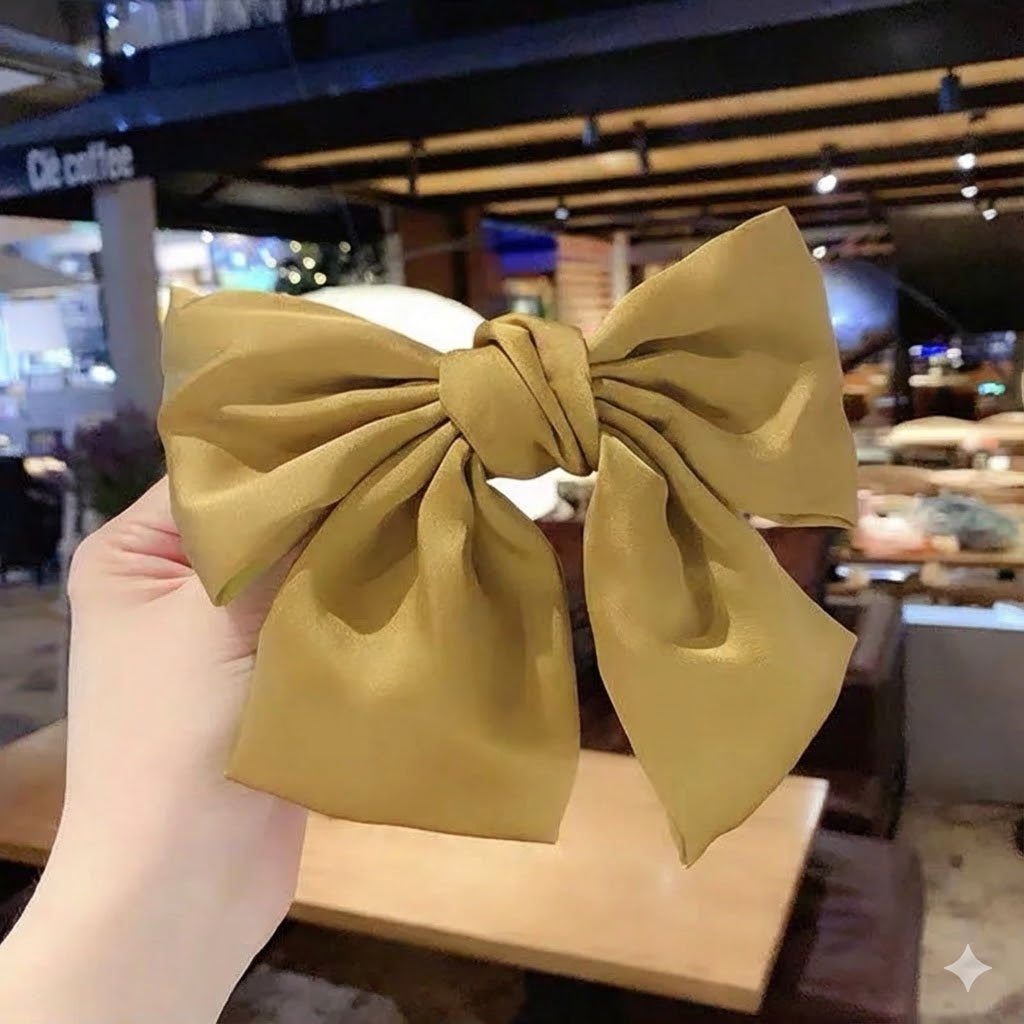Satin Short Tail Bow Hair Clip
