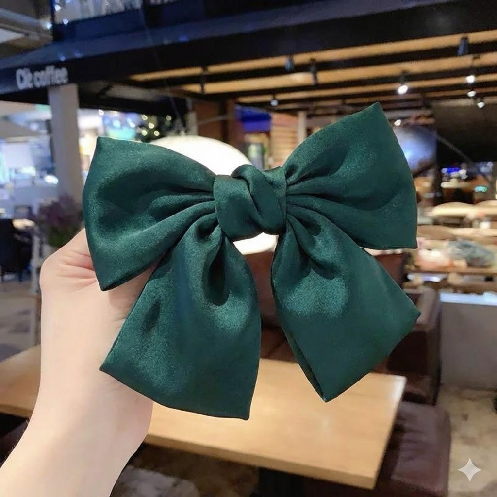 Satin Short Tail Bow Hair Clip
