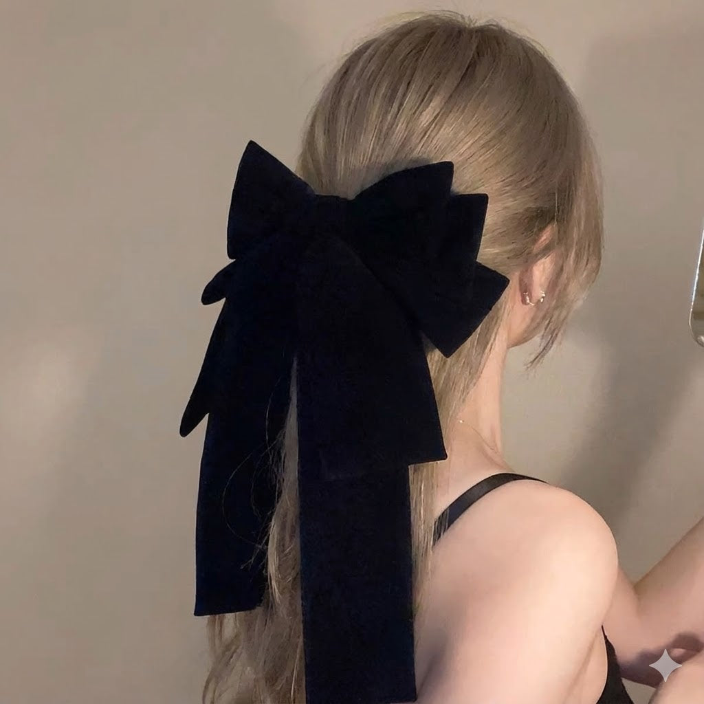 Ultra Large Satin/Flannel Bow Hair Clip