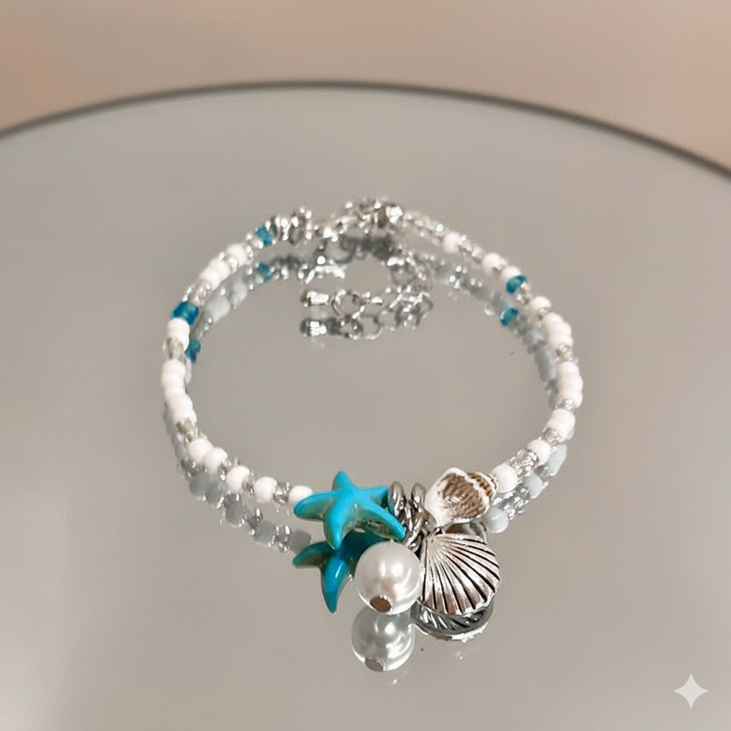 Blue Ocean Pearl & Shell Bracelet