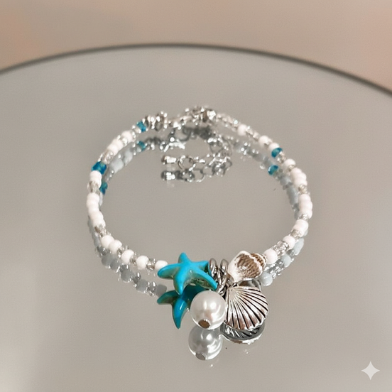 Blue Ocean Pearl & Shell Bracelet