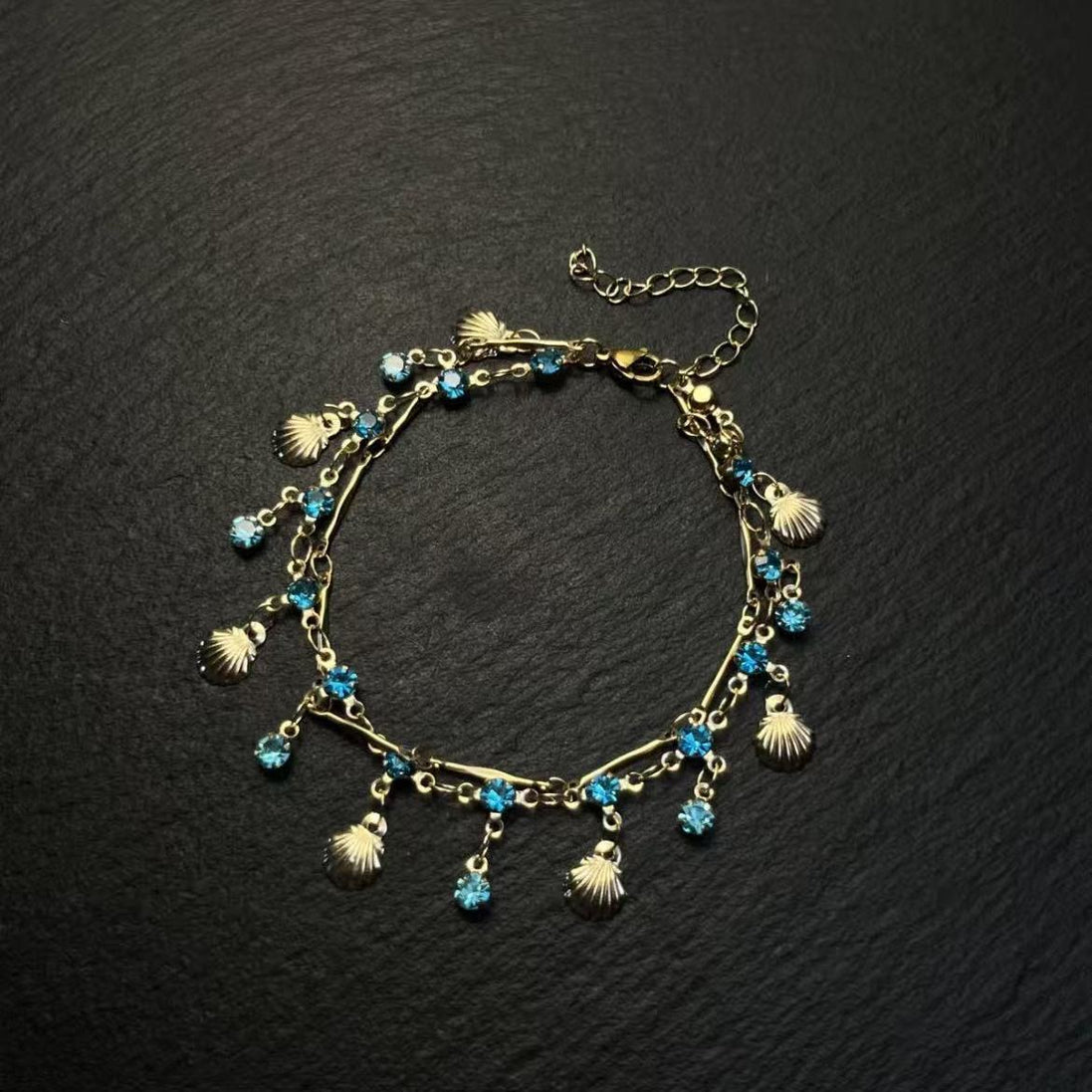 Vintage Scallop Blue Gemstone Bracelet