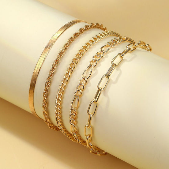 5pcs Set Minimalist Gold Colour Bracelets
