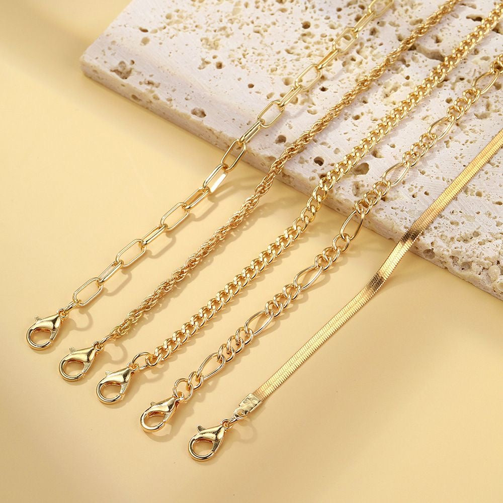 5pcs Set Minimalist Gold Colour Bracelets