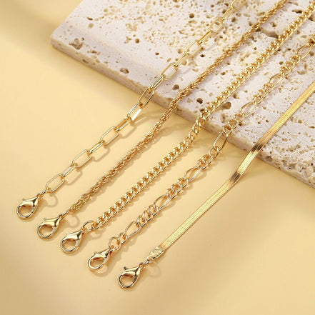 5pcs Set Minimalist Gold Colour Bracelets