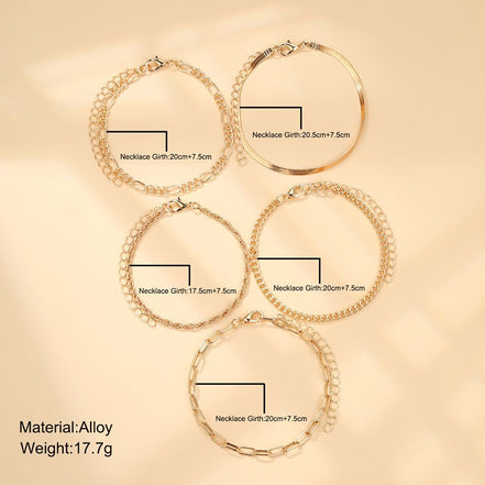 5pcs Set Minimalist Gold Colour Bracelets