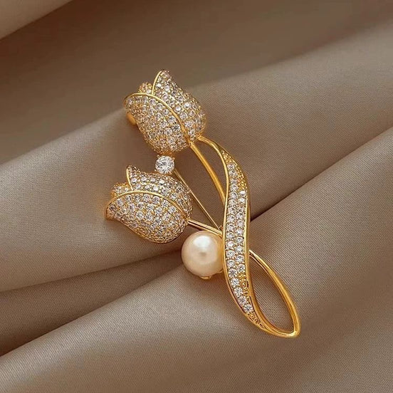 Noble Crystal Tulip Brooch