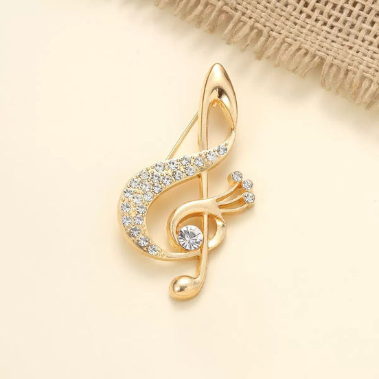 Crystal Music Note Brooch