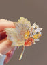 Shining Crystal Maple Leaf Brooch