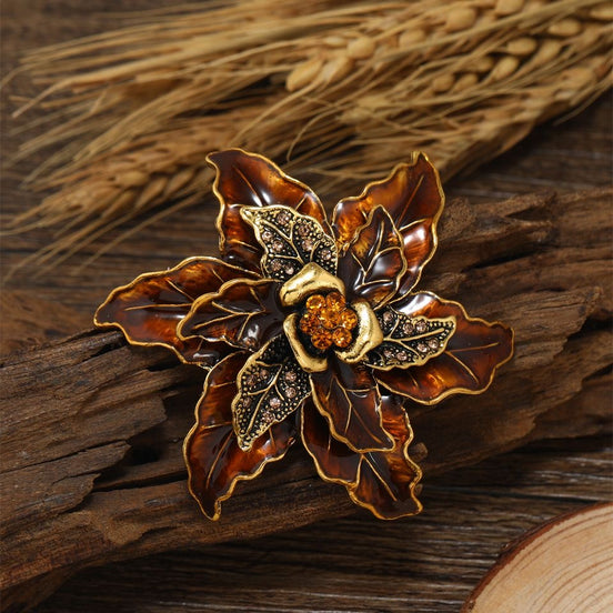Vintage Oil Painting Style Hibiscus Brooch
