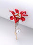 Red Metal Lily Brooch