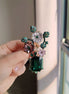 Green Crystal Flower Brooch