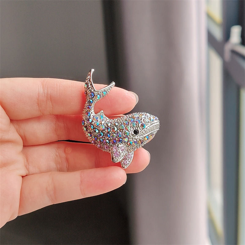Shining Crystal Wale Brooch
