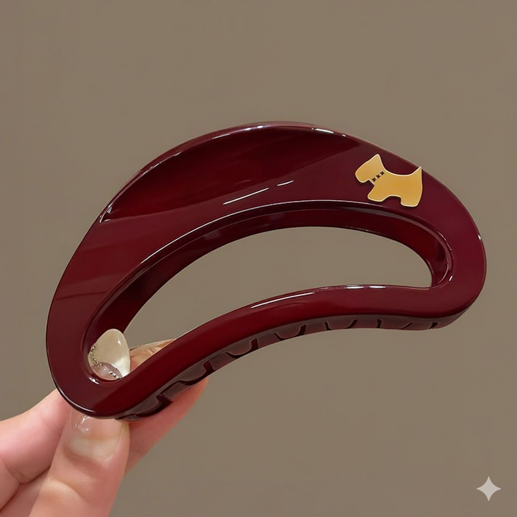 Dog Logo Big Oval Hollow Claw Clip