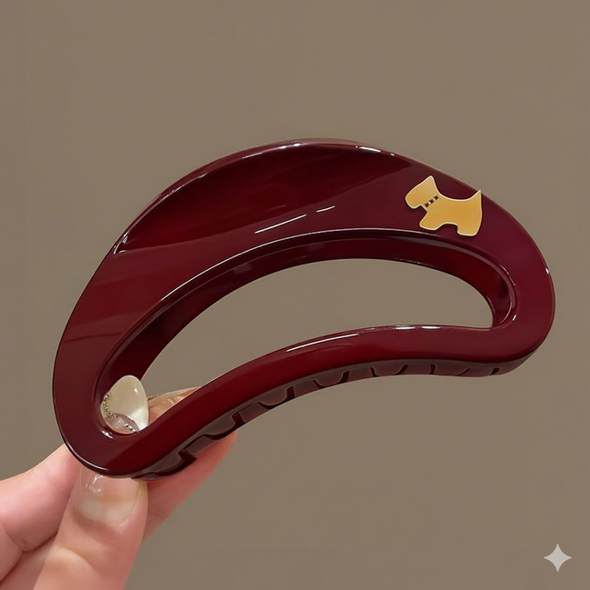 Dog Logo Big Oval Hollow Claw Clip