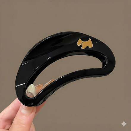 Dog Logo Big Oval Hollow Claw Clip