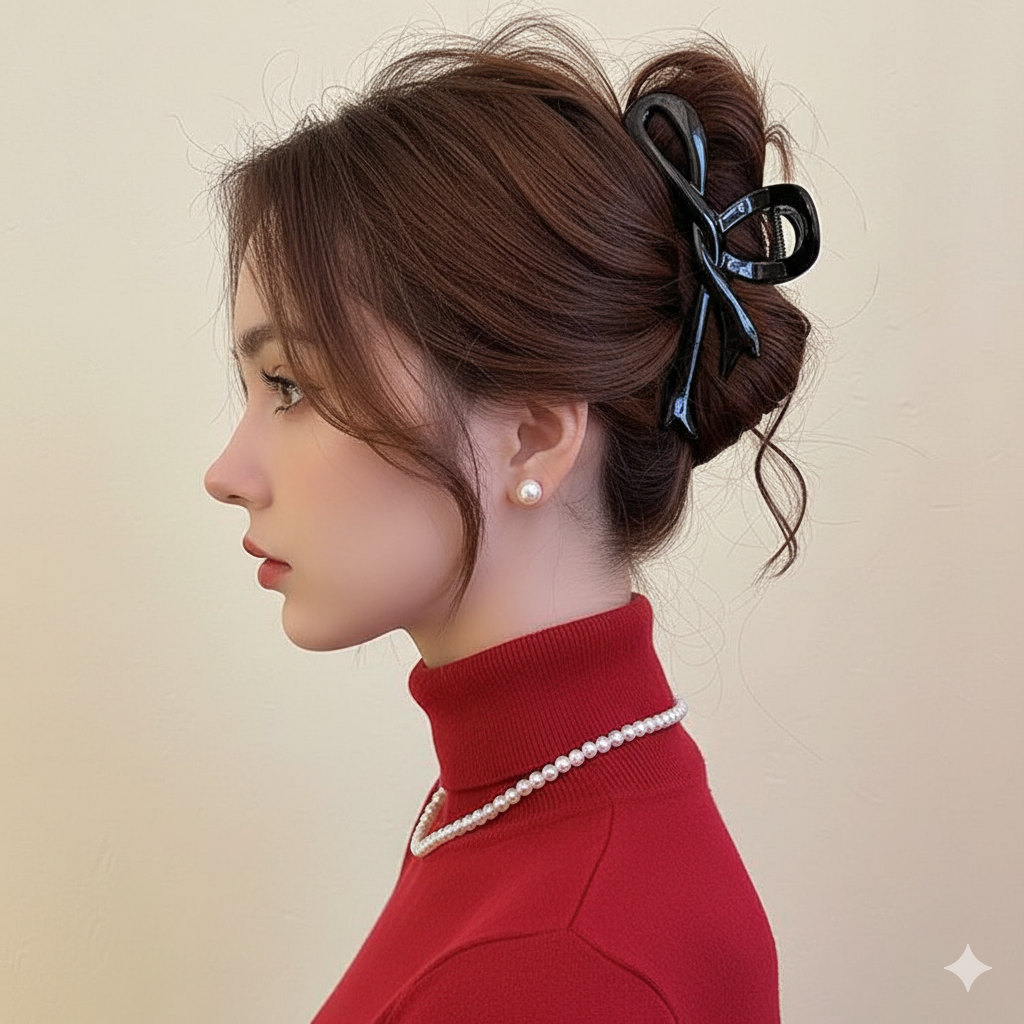 Ribbon Bow Hair Claw Clip
