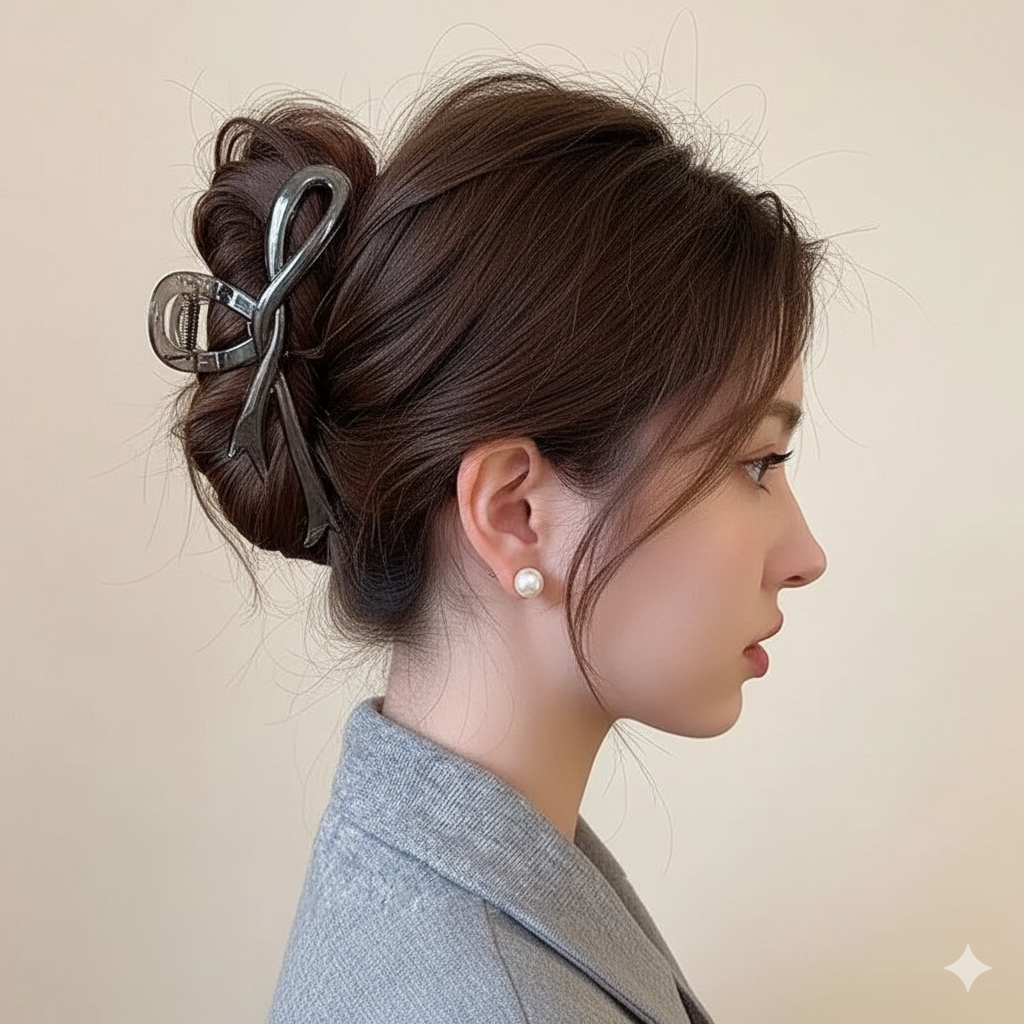Ribbon Bow Hair Claw Clip