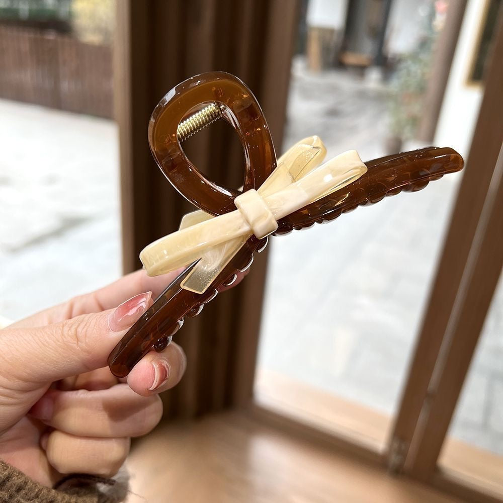 Bow Top Ribbon Jelly Big Hair Claw Clip