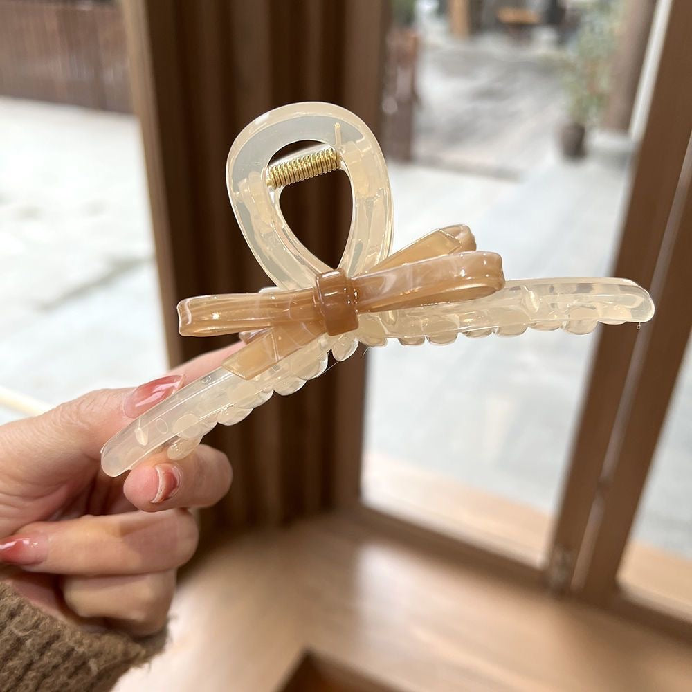 Bow Top Ribbon Jelly Big Hair Claw Clip