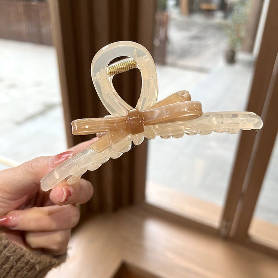 Bow Top Ribbon Jelly Big Hair Claw Clip