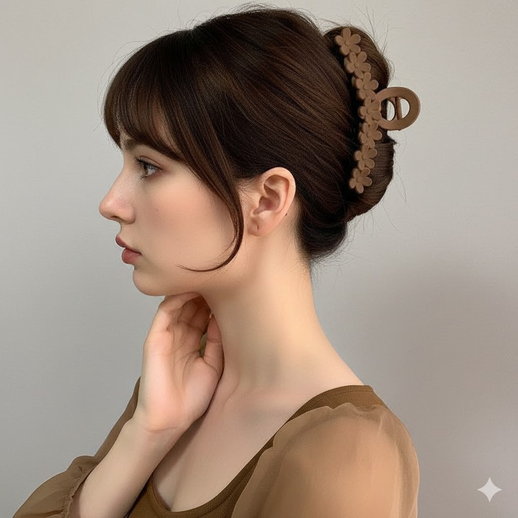 Maillard Style Matte Flower Hair Claw Clip