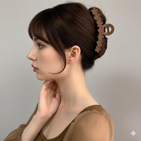 Maillard Style Matte Flower Hair Claw Clip