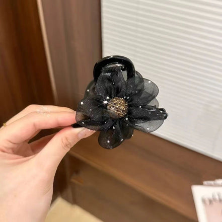 Crystal Organza Flower Hair Claw Clip