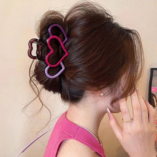 Triple Heart Hollow Hair Claw Clip