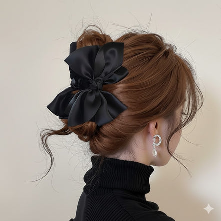 Silky Satin Double Bow Hair Claw Clip