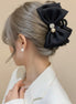 Crystal Pearl Organza Bow Hair Claw Clip