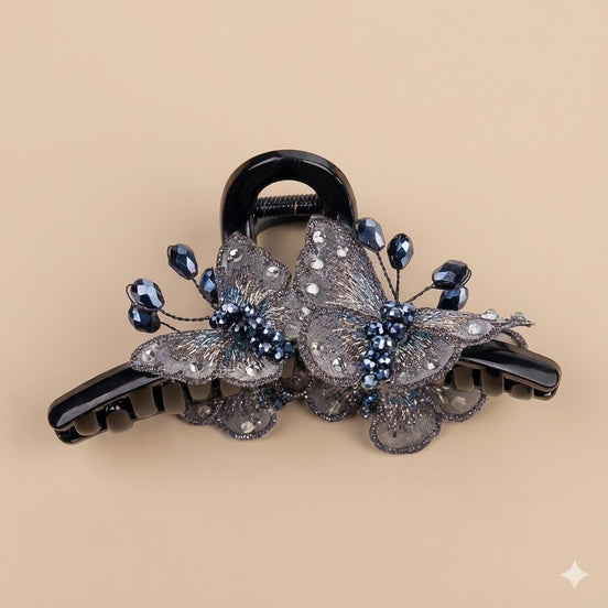 Double Crystal Butterfly Hair Claw Clip