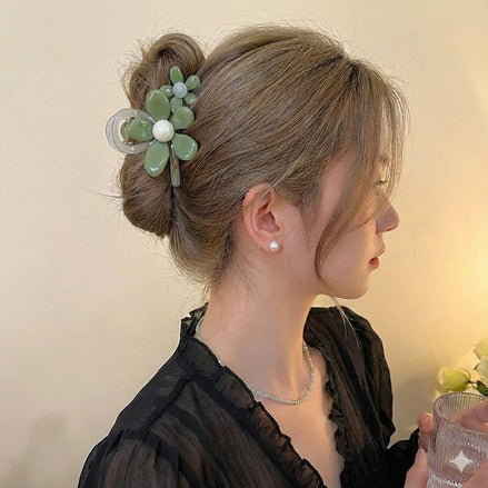 Double Flower Top Fairy Hair Claw Clip