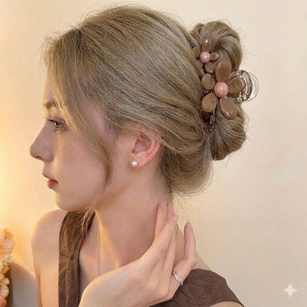 Double Flower Top Fairy Hair Claw Clip