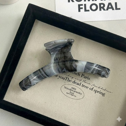 Marble Chic Curved Hair Claw Clip