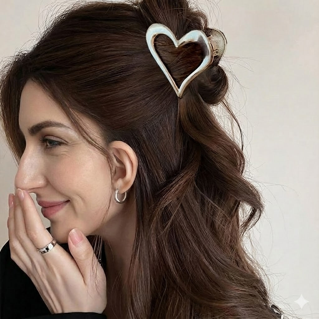 Metal Heart Hair Claw Clip