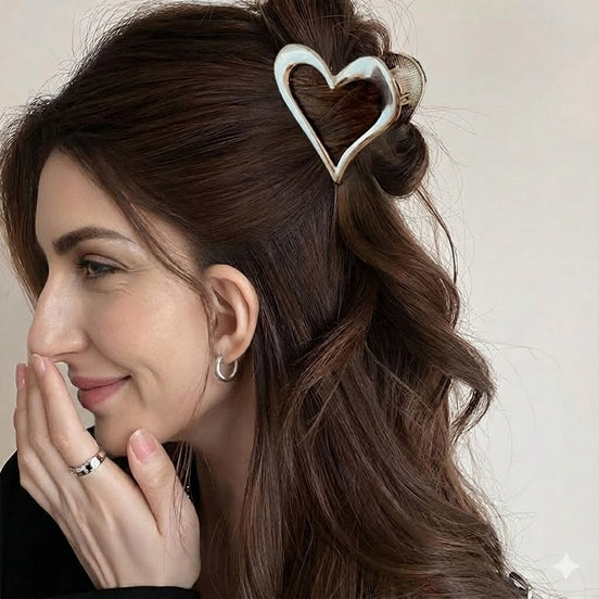 Metal Heart Hair Claw Clip