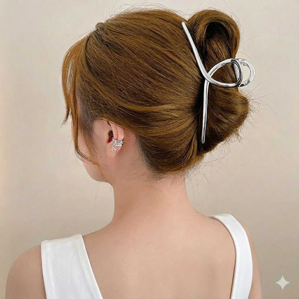 Metal Ribbon Hair Claw Clip