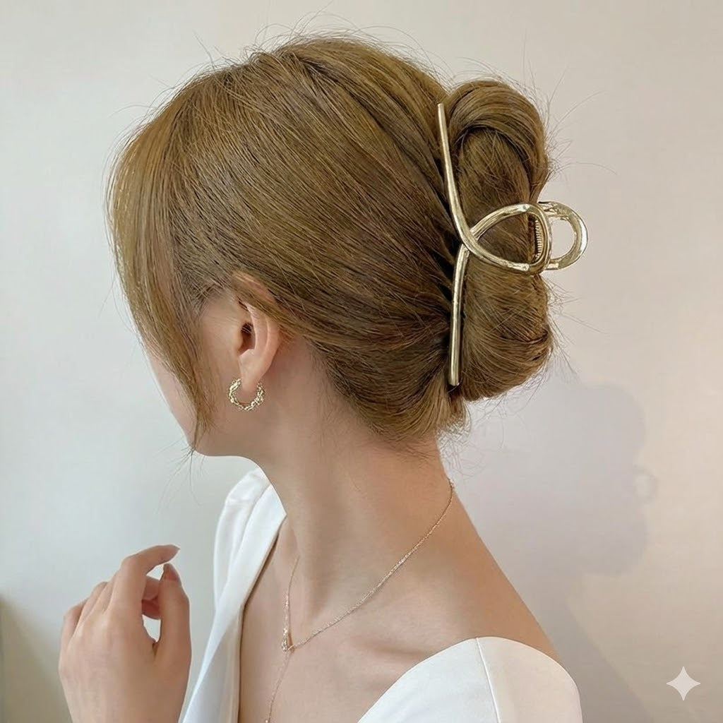 Metal Ribbon Hair Claw Clip