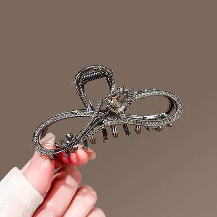 Gray Crystal Tulip Metal Hair Claw Clip