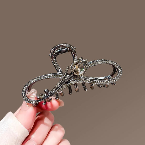 Gray Crystal Tulip Metal Hair Claw Clip