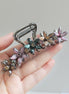 Crystal Flower Row Metal Hair Claw Clip